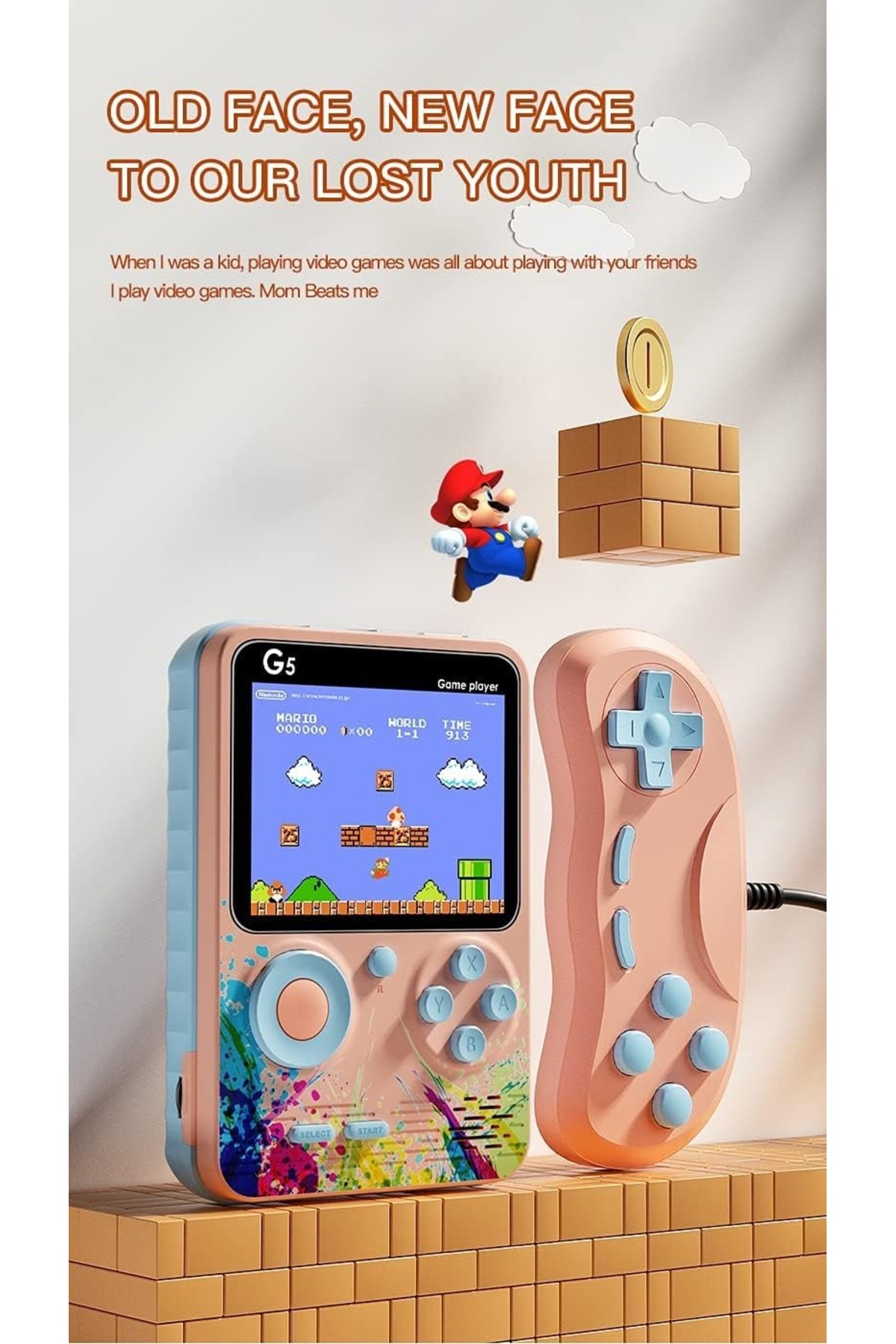 G5 500 in 1 Retro Game Box, Best Birthday/Souvenir Gift for Kids, 500 Games such as Contra, Tank, no234567899,