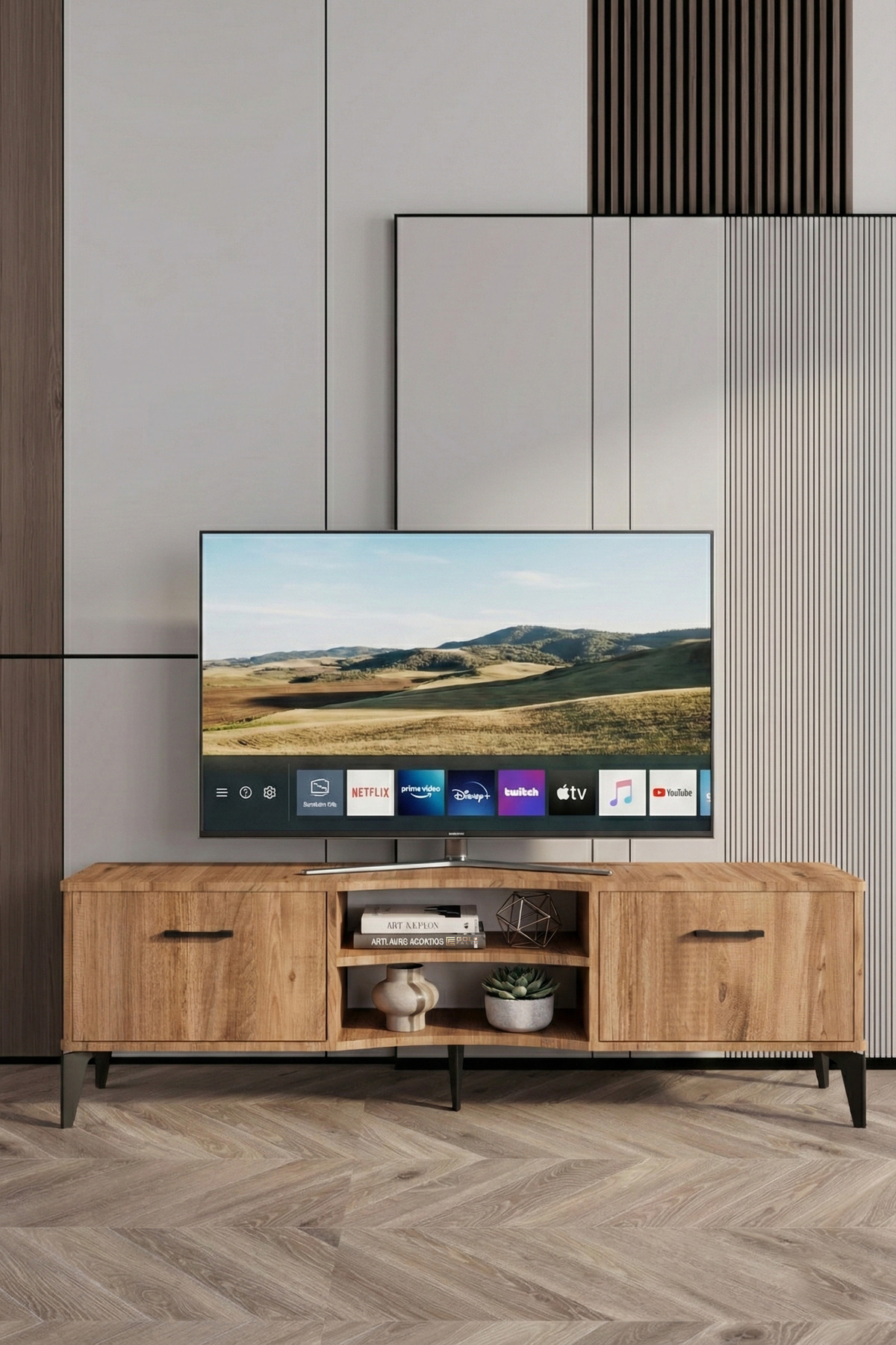 Goldfalez Vera TV Sehpası Suntalam Kahverengi 160x35 cm görsel 4