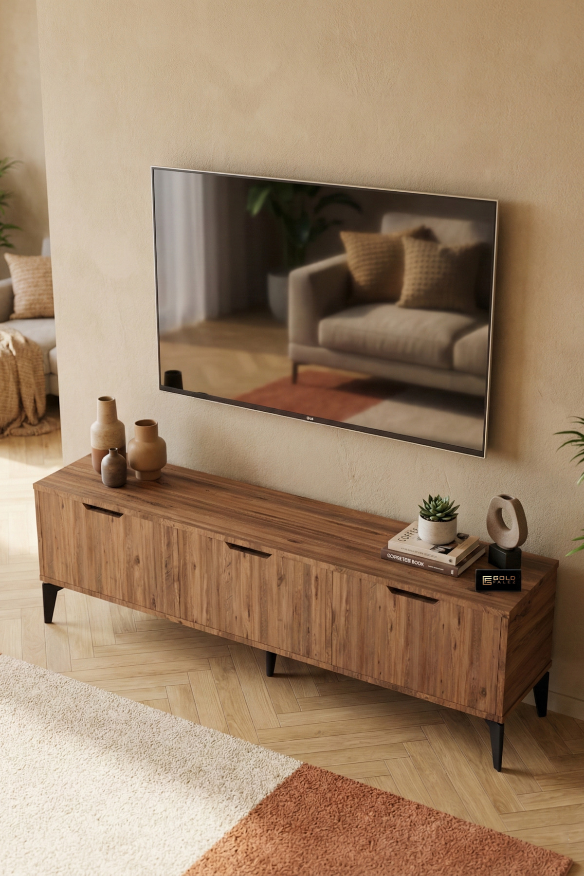 Goldfalez Royal TV Sehpası Suntalam Kahverengi 160x35 görsel 2