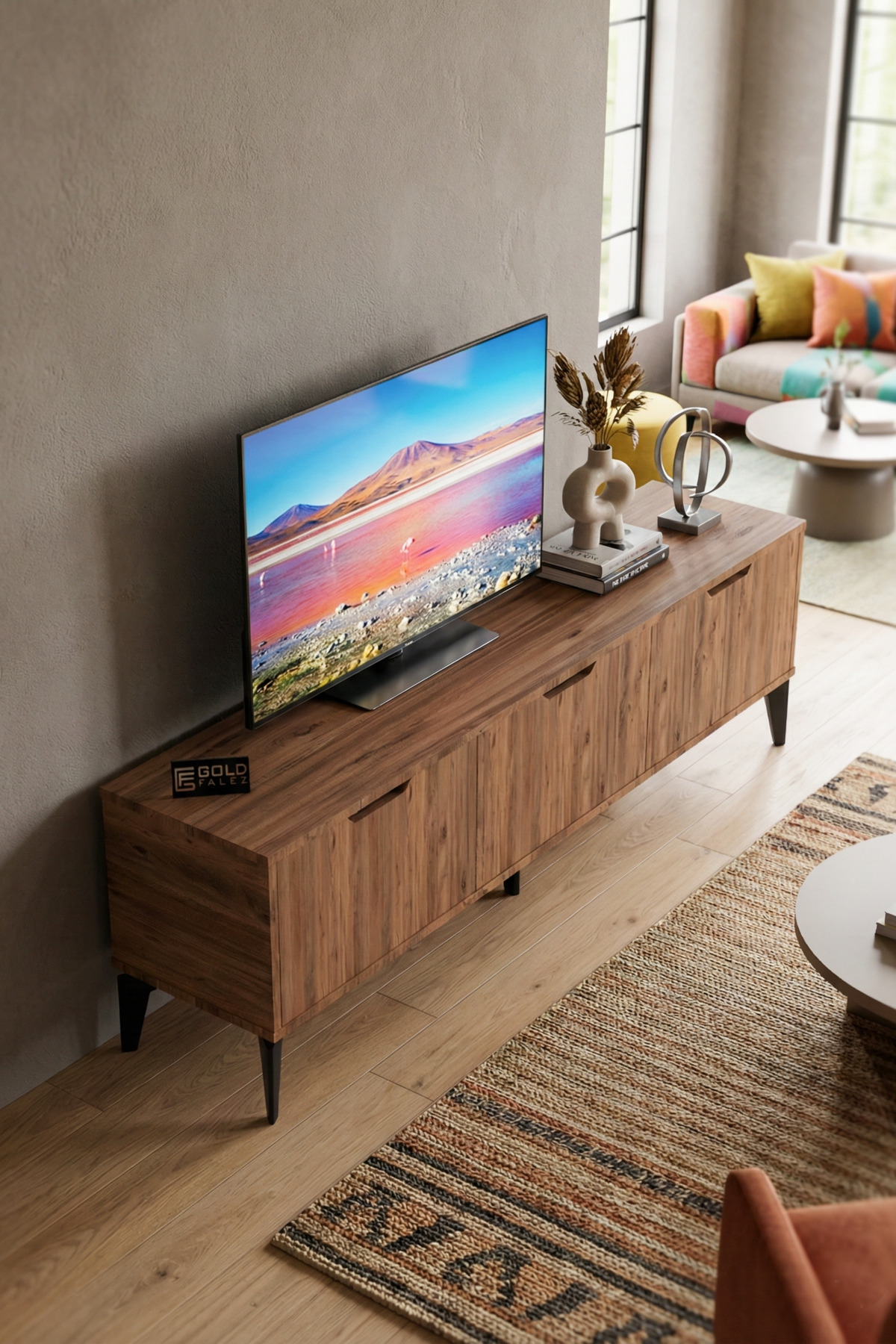 Goldfalez Royal TV Sehpası Suntalam Kahverengi 160x35 görsel 5