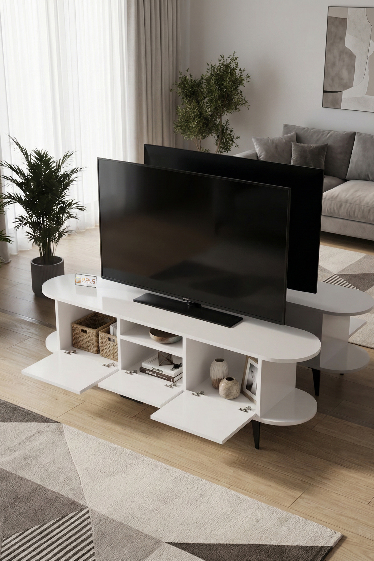 Goldfalez Mira TV Sehpası Suntalam Mavi 160x35 görsel 2