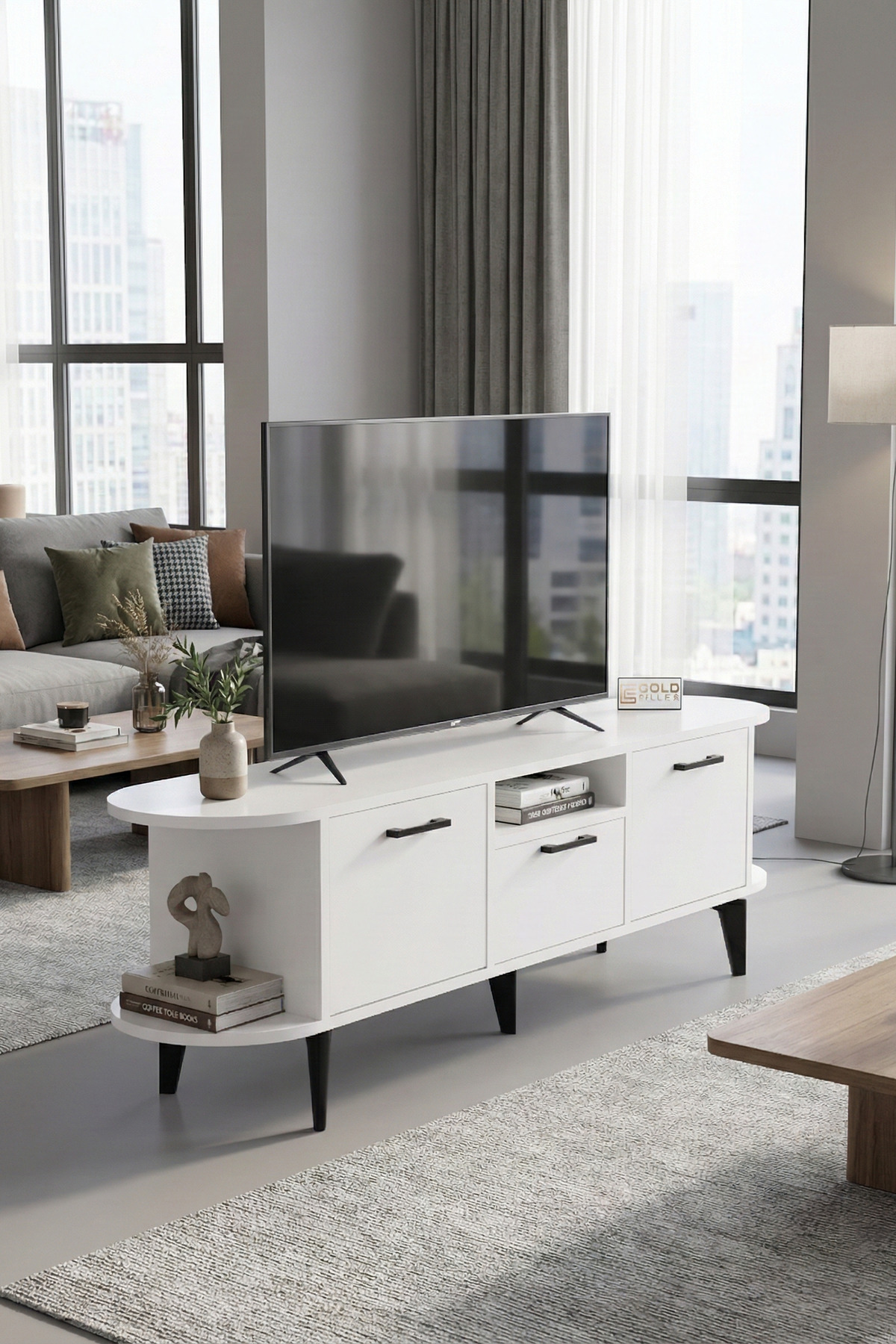 Goldfalez Mira TV Sehpası Suntalam Mavi 160x35 görsel 3