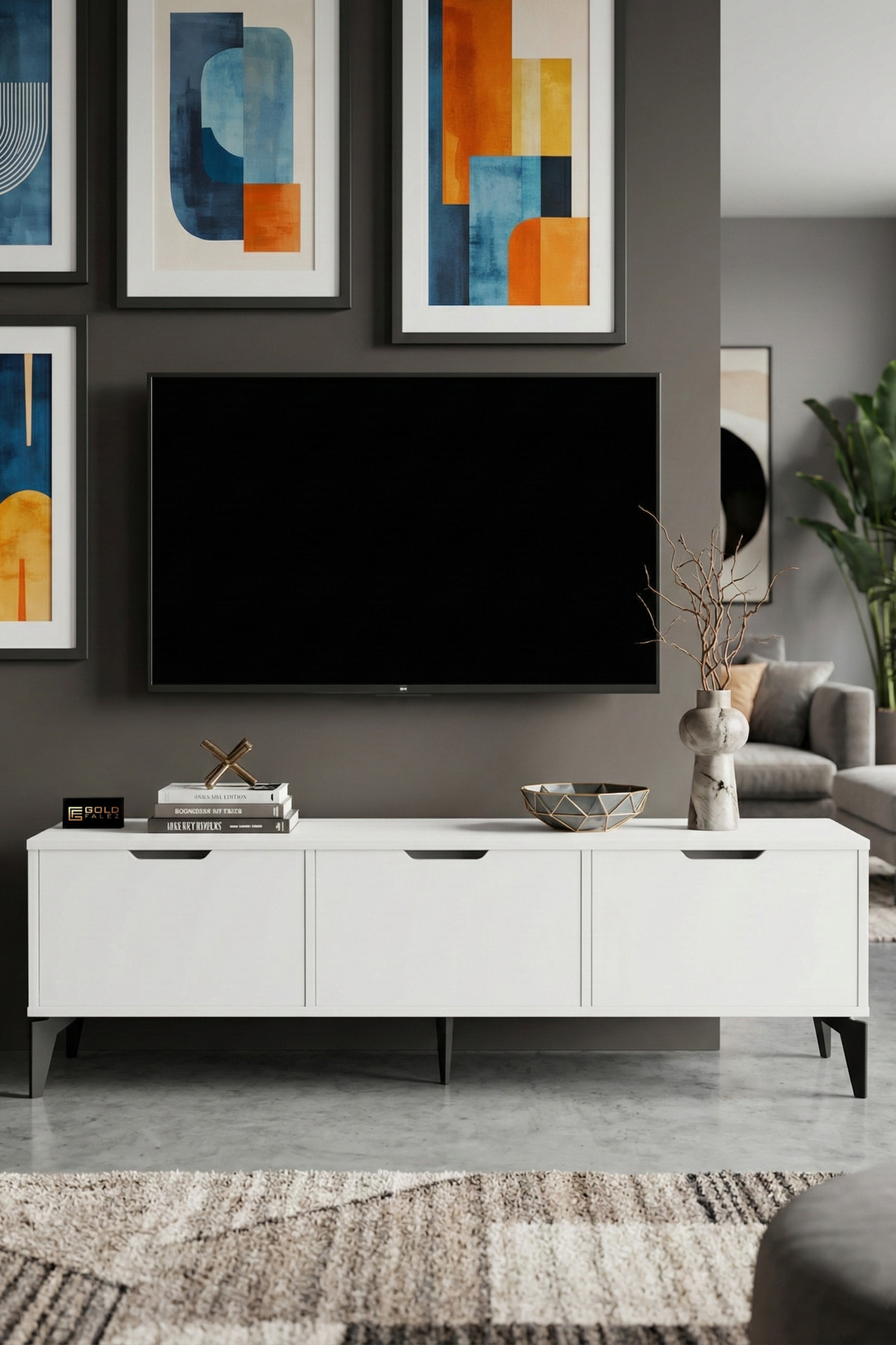 Goldfalez Royal TV Sehpası Suntalam Beyaz 160x35