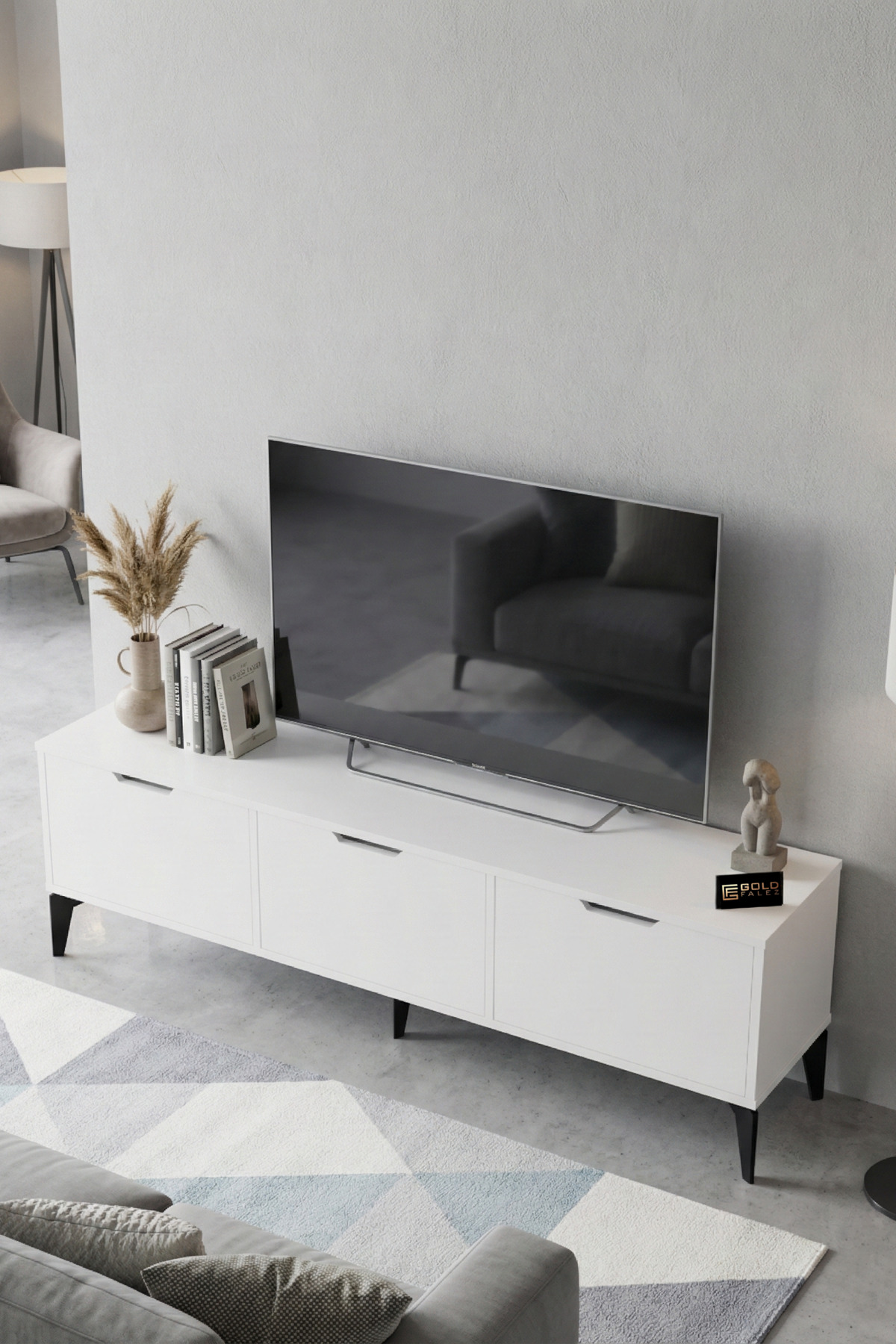 Goldfalez Royal TV Sehpası Suntalam Beyaz 160x35 görsel 5