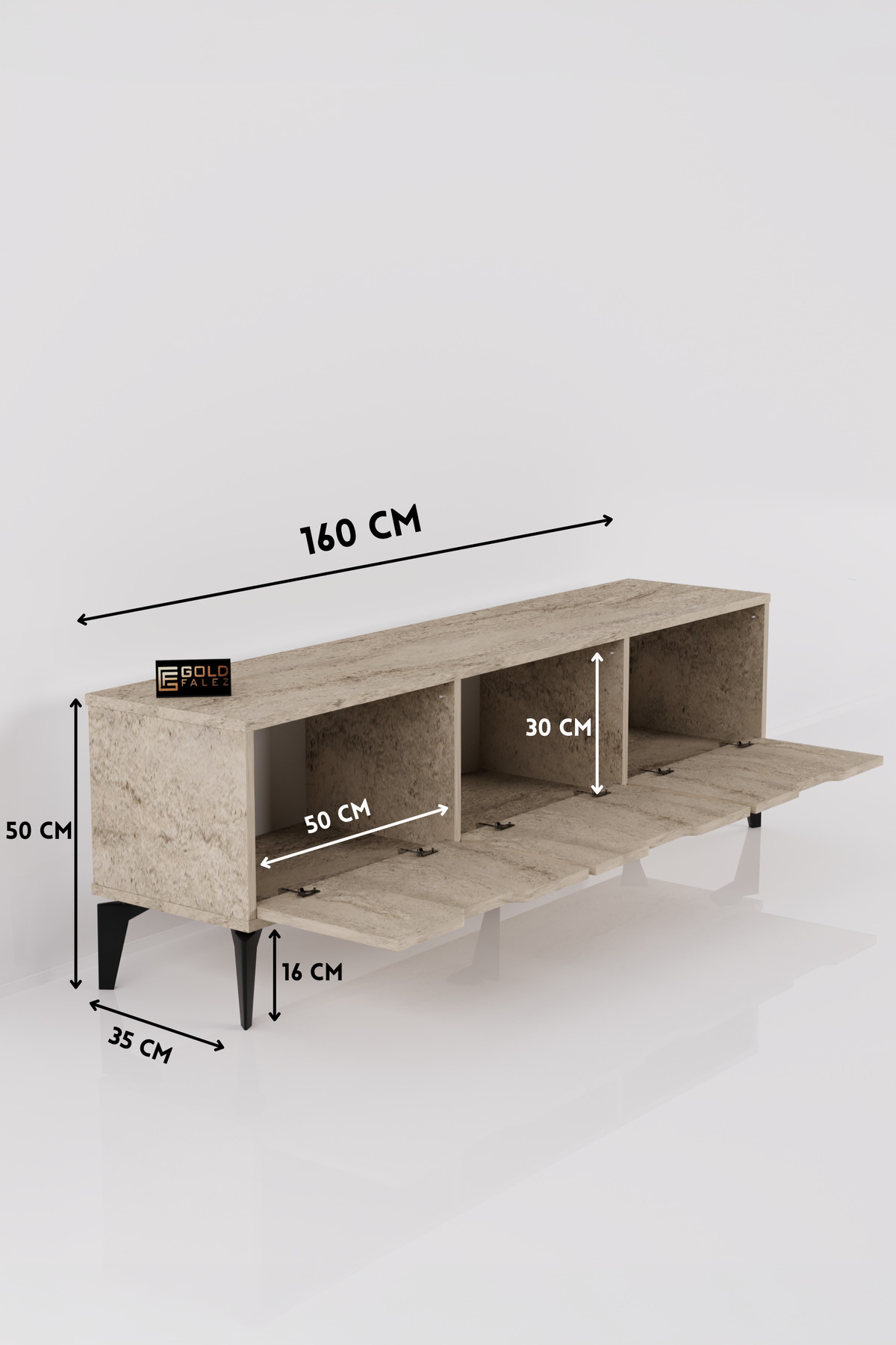 Goldfalez Royal TV Sehpası Suntalam Ekru 160x35 görsel 2