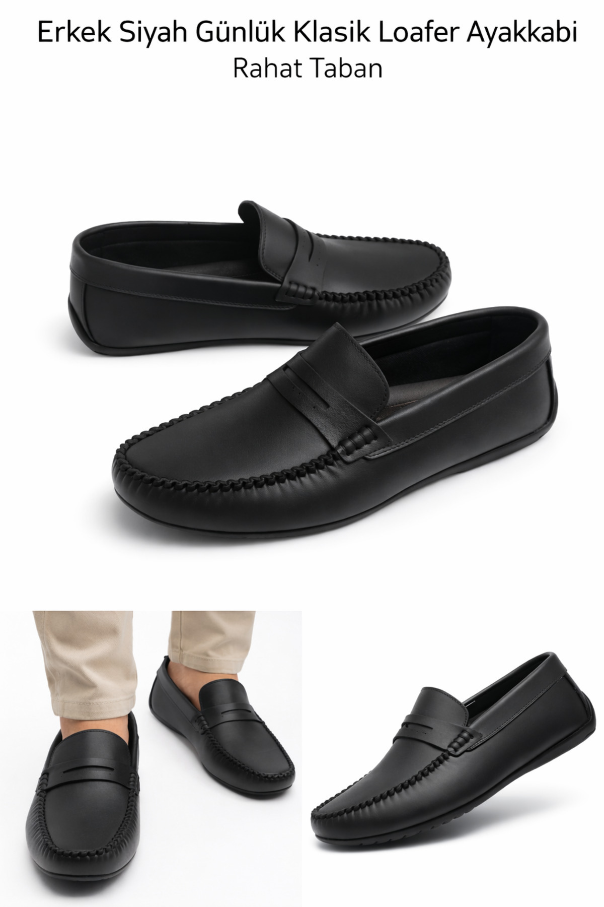 MG  Erkek Siyah Günlük Klasik Loafer Ayakkabı Rahat Taban - Görsel 2