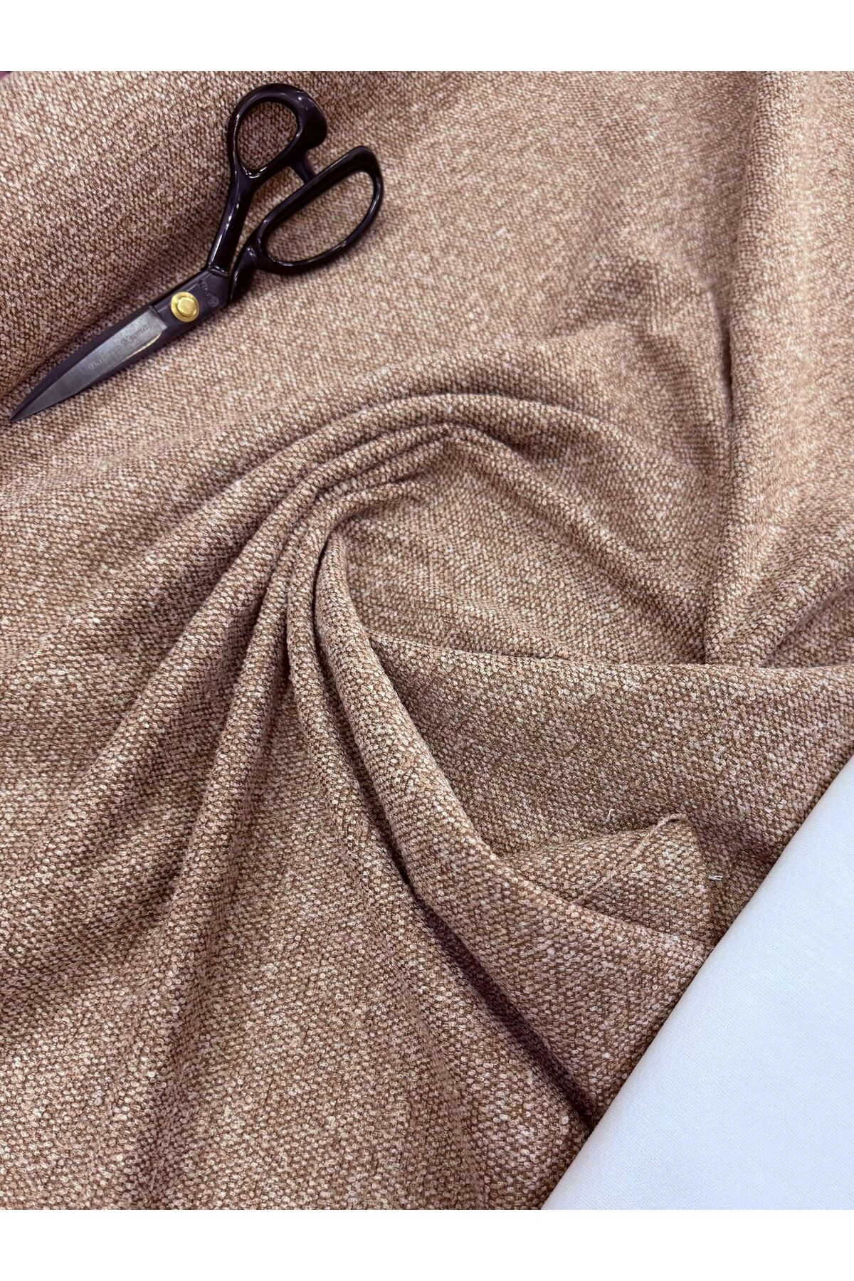 Linen Woven Striped Upholstery Fabric (Beige-Cream) (Tile-Black)