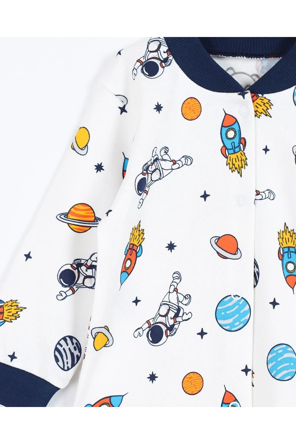 Ege Bebek Erkek Çocuk Çıtçıtlı Astronot Baskılı 0-6 Yaş %100 Pamuklu Mevsimlik Gecelik Pijama Takımı fotoğrafı 5 (önizleme)