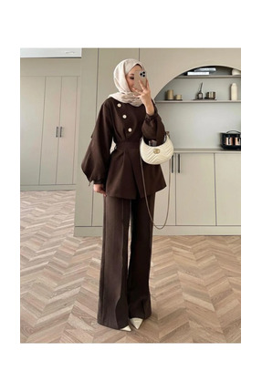 GÜLSEVEN Gülsever moda Daily Düğmeli Cupra Takım
