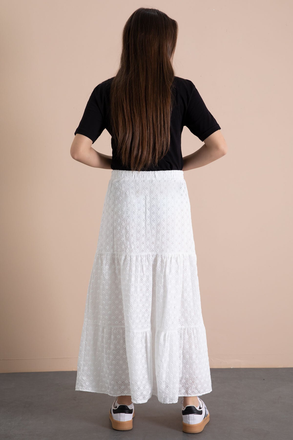 Cansın Mini  Beyaz Kız Çocuk Uzun Kesim Fistolu Etek 23777 - Görsel 5