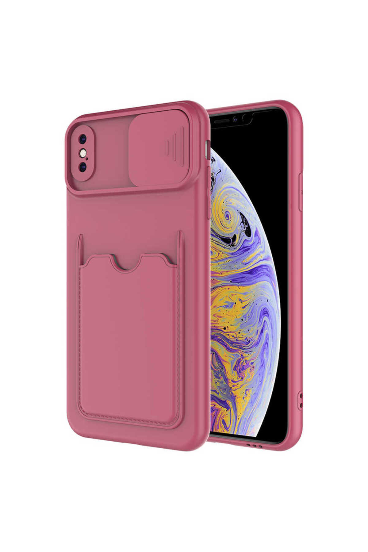 iPhone X Kılıf ELDP Kartix Kapak - Koyu Mor