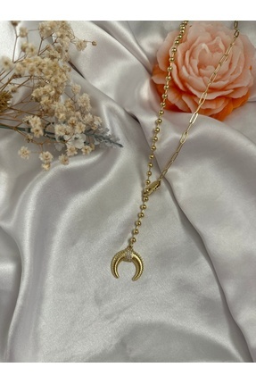 Lal by SP Designs Altın Kaplama Hilal Ayarlanabilir Kolye