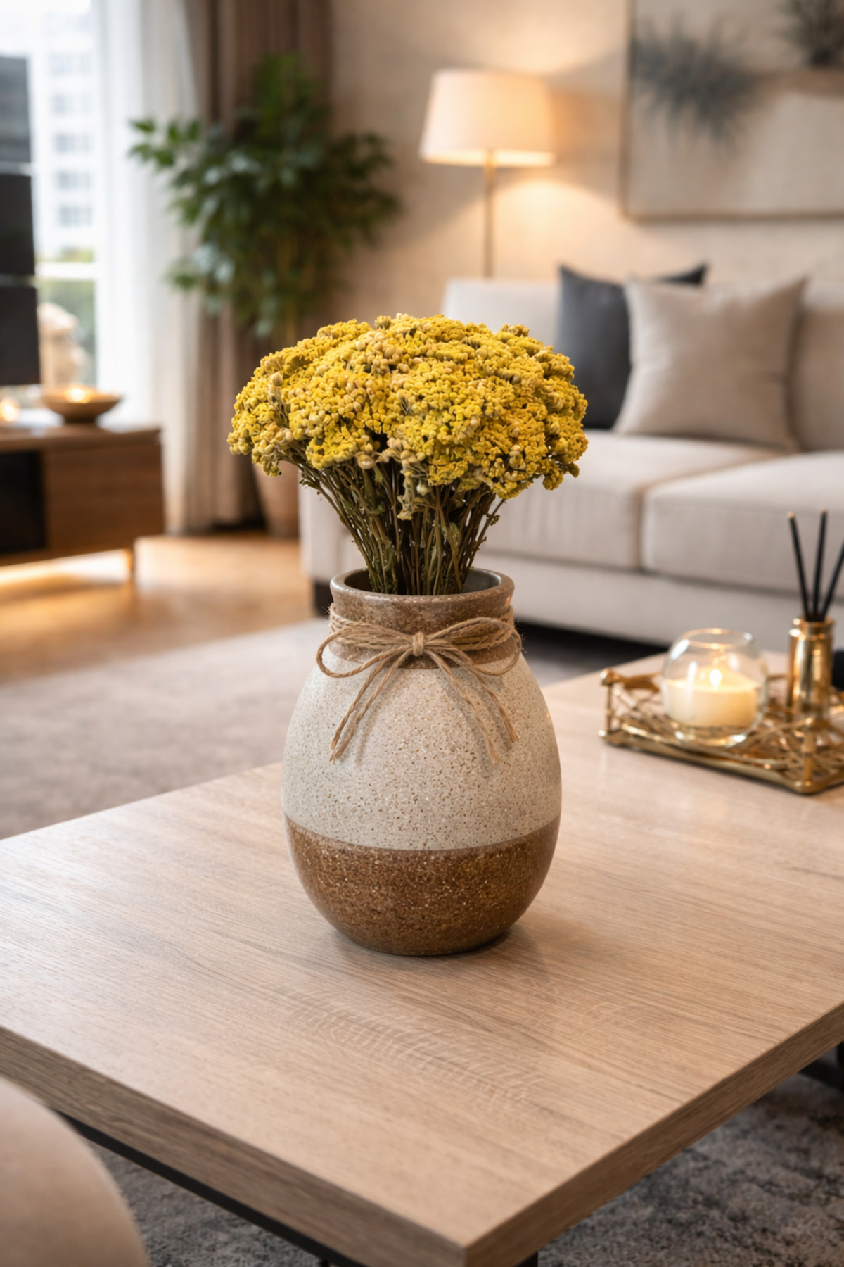 Yellow Shocked Yarrow Achillea Millefolium Bundle Decorative Natural Flower Length 30-40 cm