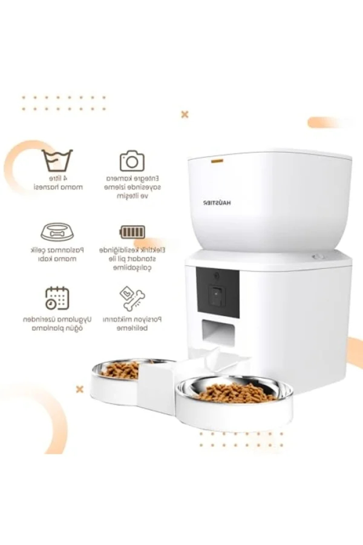 markentegra Dual Kameralı Akıllı Kedi Köpek Mama Kabı - 4lt Kapasite, Uzaktan Kontrol fotoğrafı 2 (önizleme)