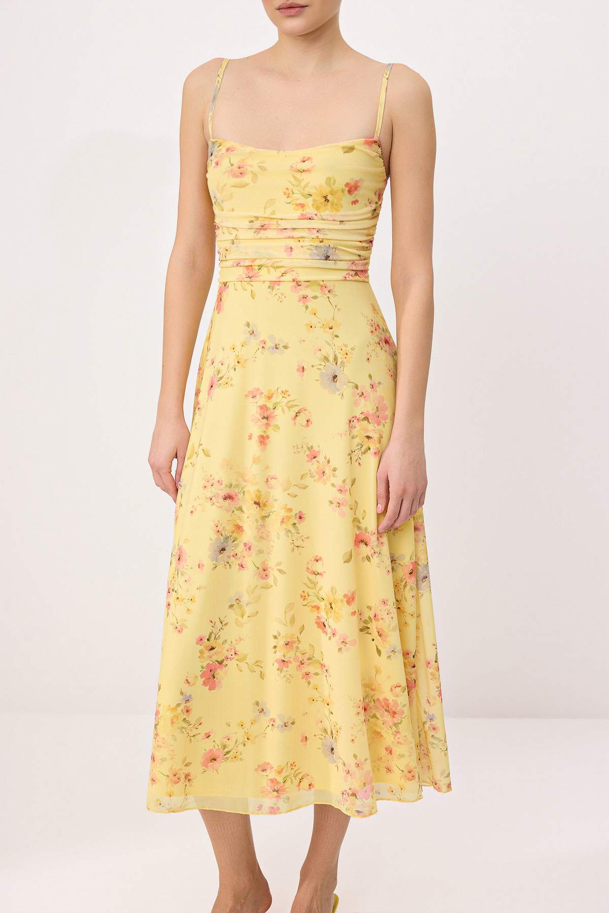 Trendyolmilla  Çok Renkli A-Kesim/Çan Form Havuz Yaka İnce Askılı Kolsuz Tül Örme Elbise TWOSS26EL00369 - Görsel 3