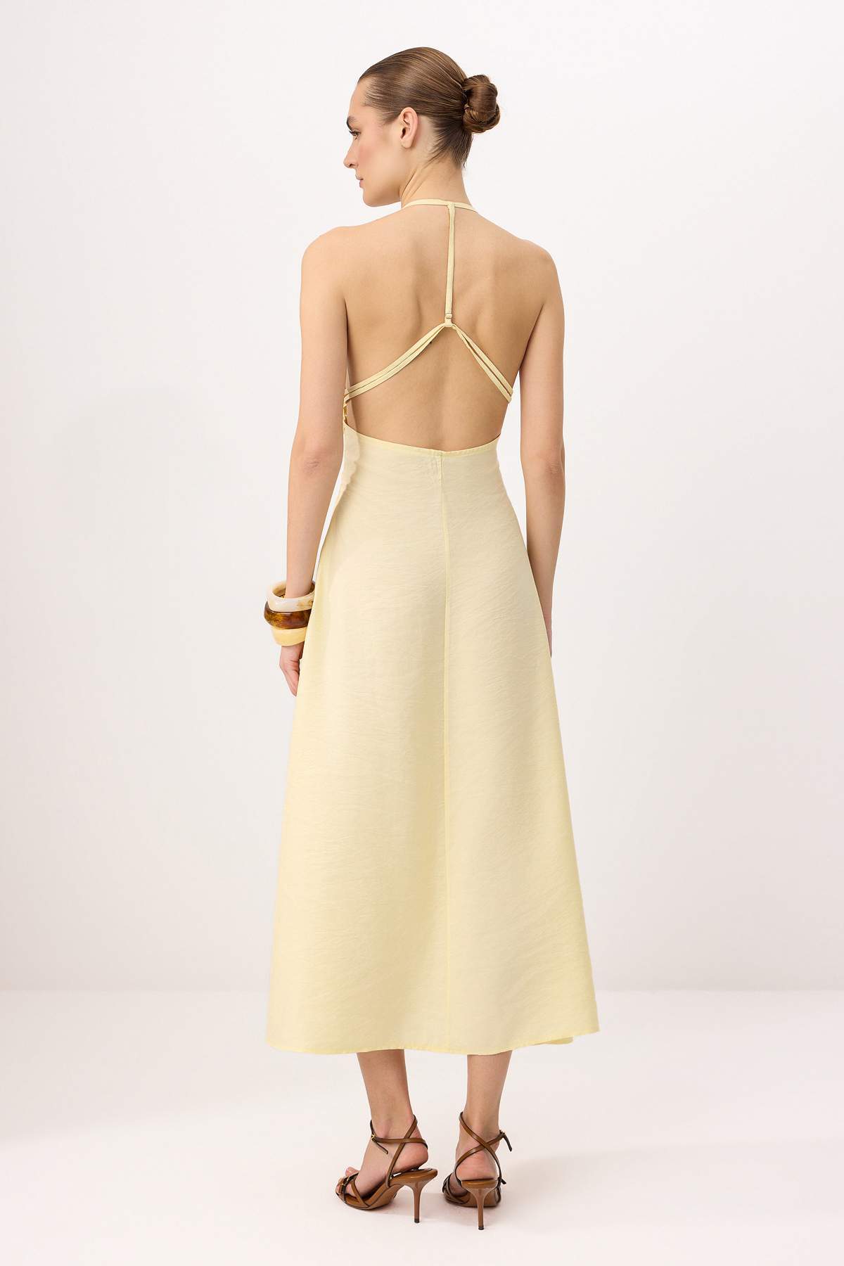 Trendyolmilla  More Sustainable Sarı Modal Maxi Dokuma Elbise TWOSS26EL00362 - Görsel 4