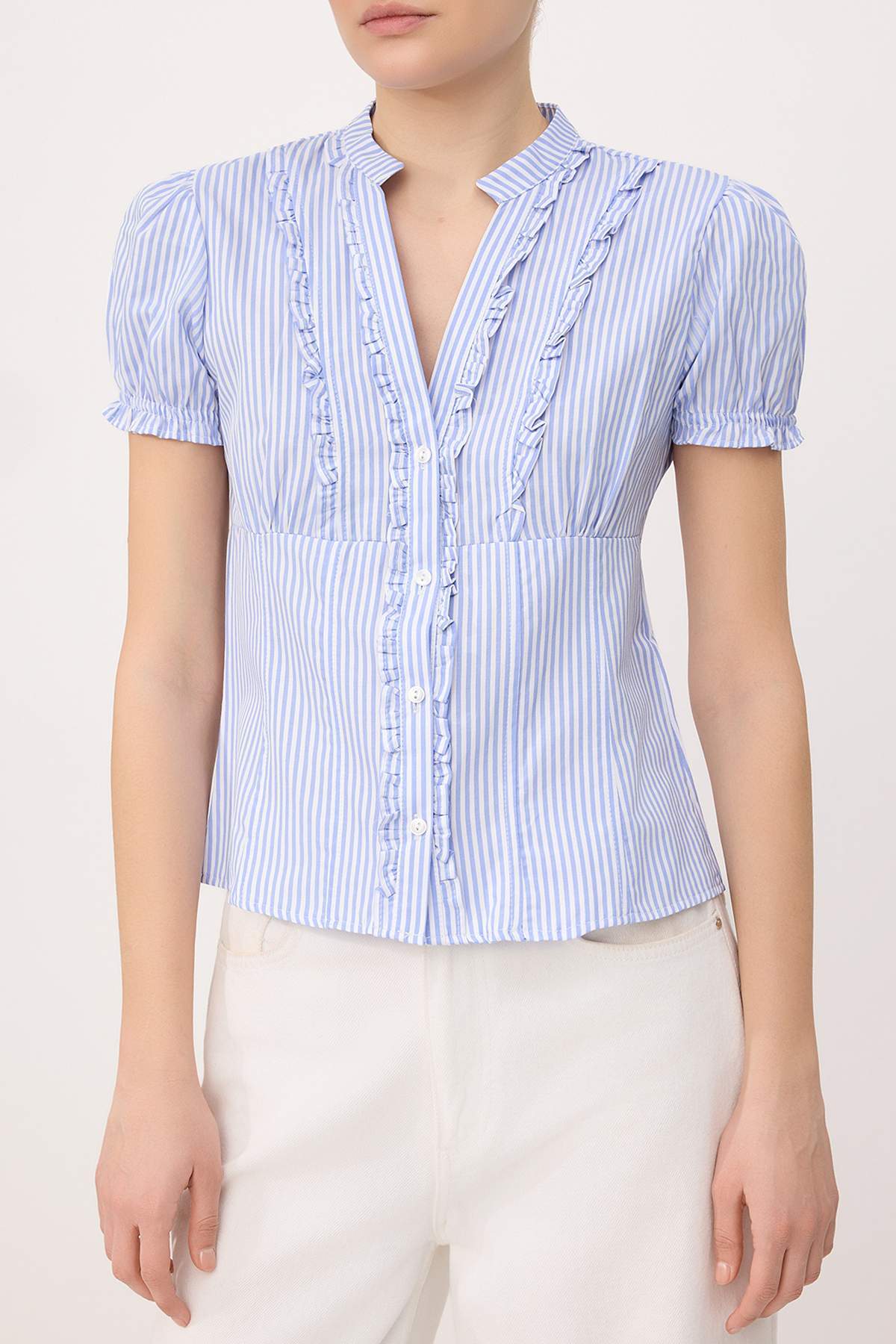 Trendyolmilla  Mavi Çizgili Hafif Bele Oturan Gömlek TWOSS26GO00177 - Görsel 3