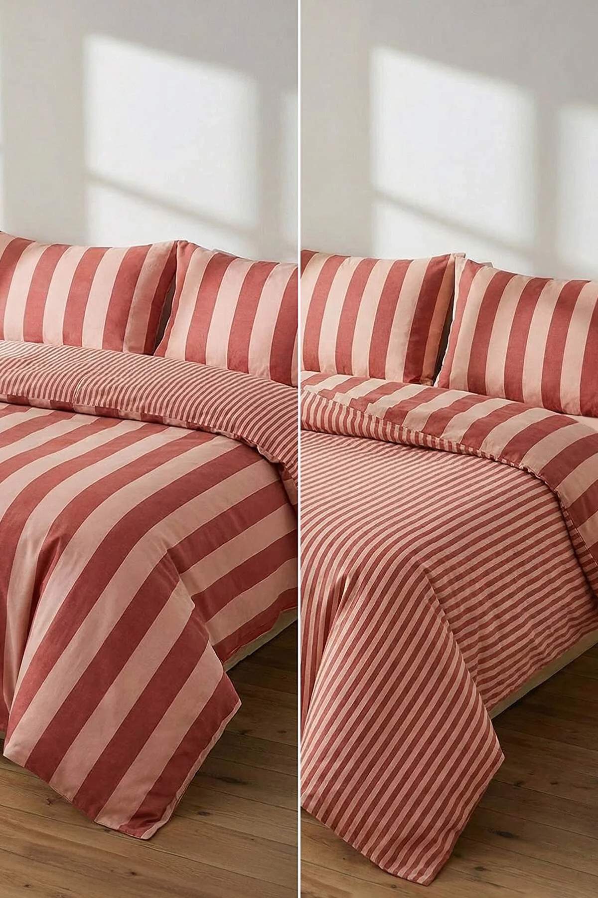 TRENDYOLMİLLA HOME Double Personality Easy-Ironed gestreiftes elastisches Bet...