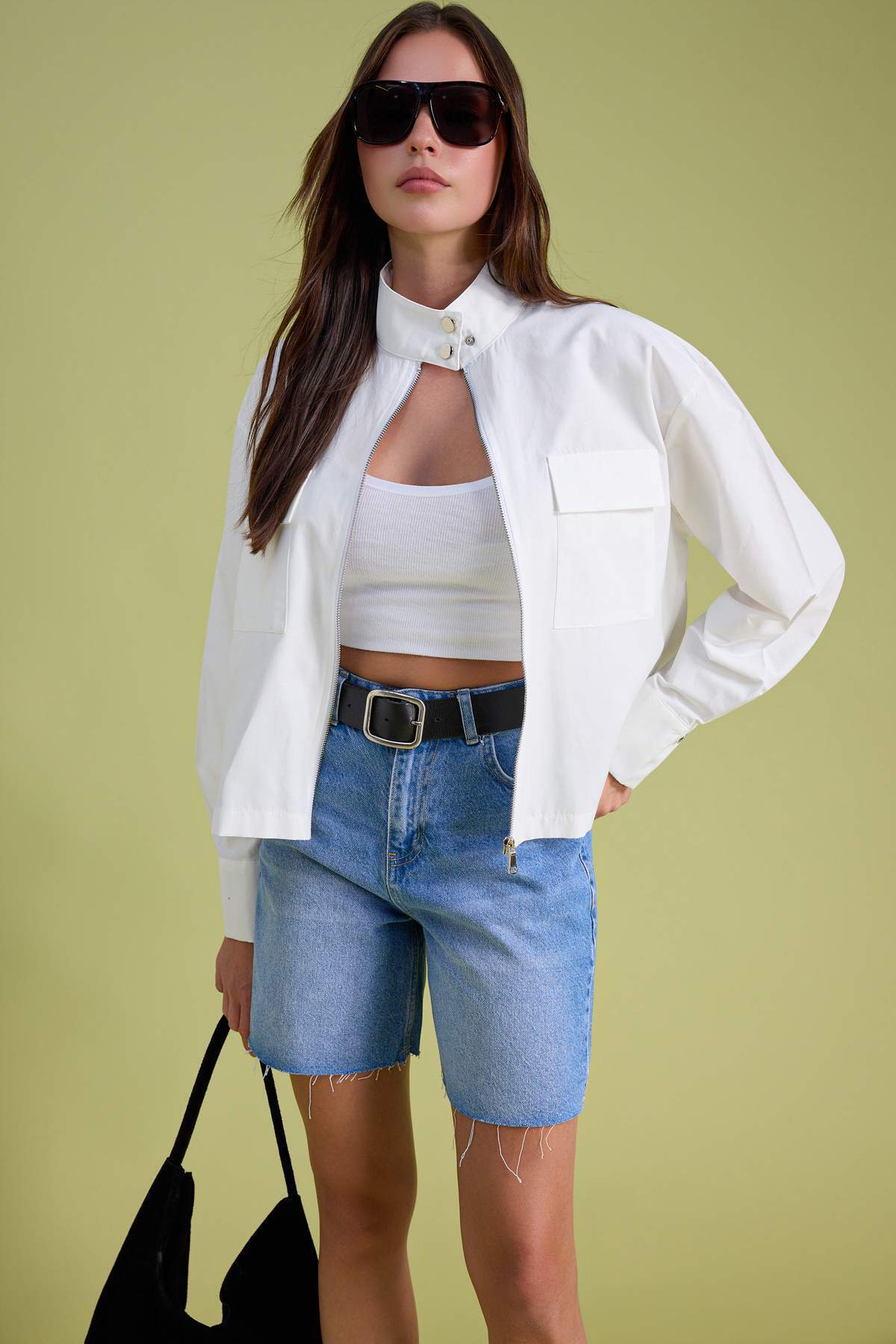 Trendyolmilla  Mavi Yüksek Bel City Boy Denim Şort TWOSS26SR00107 - Görsel 2