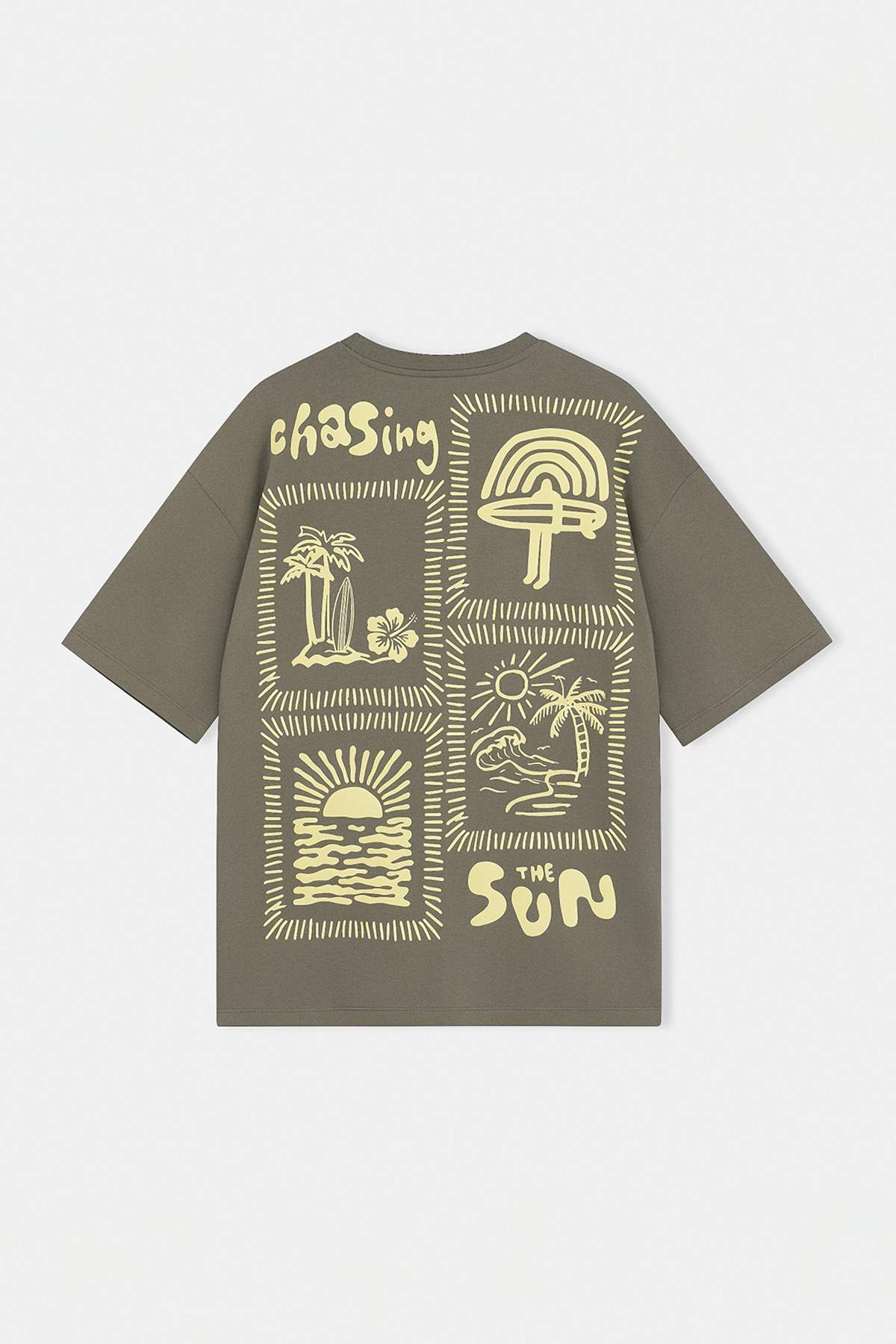 Trendyolmilla Man Haki Unisex Oversize/Geniş Kesim Baskılı %100 Pamuk T-Shirt TMNSS25TS00031