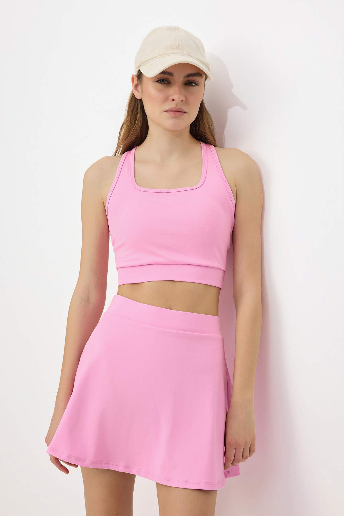 Trendyolmilla  Pembe Biyeli Dalgıç/Scuba Şort Etek Şort & Bermuda TWOSS22SR00067 - Görsel 2