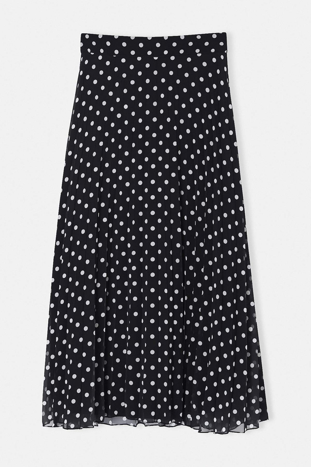 Trendyolmilla  Siyah Piliseli Puantiyeli Şifon Etek TDRSS26ET00043