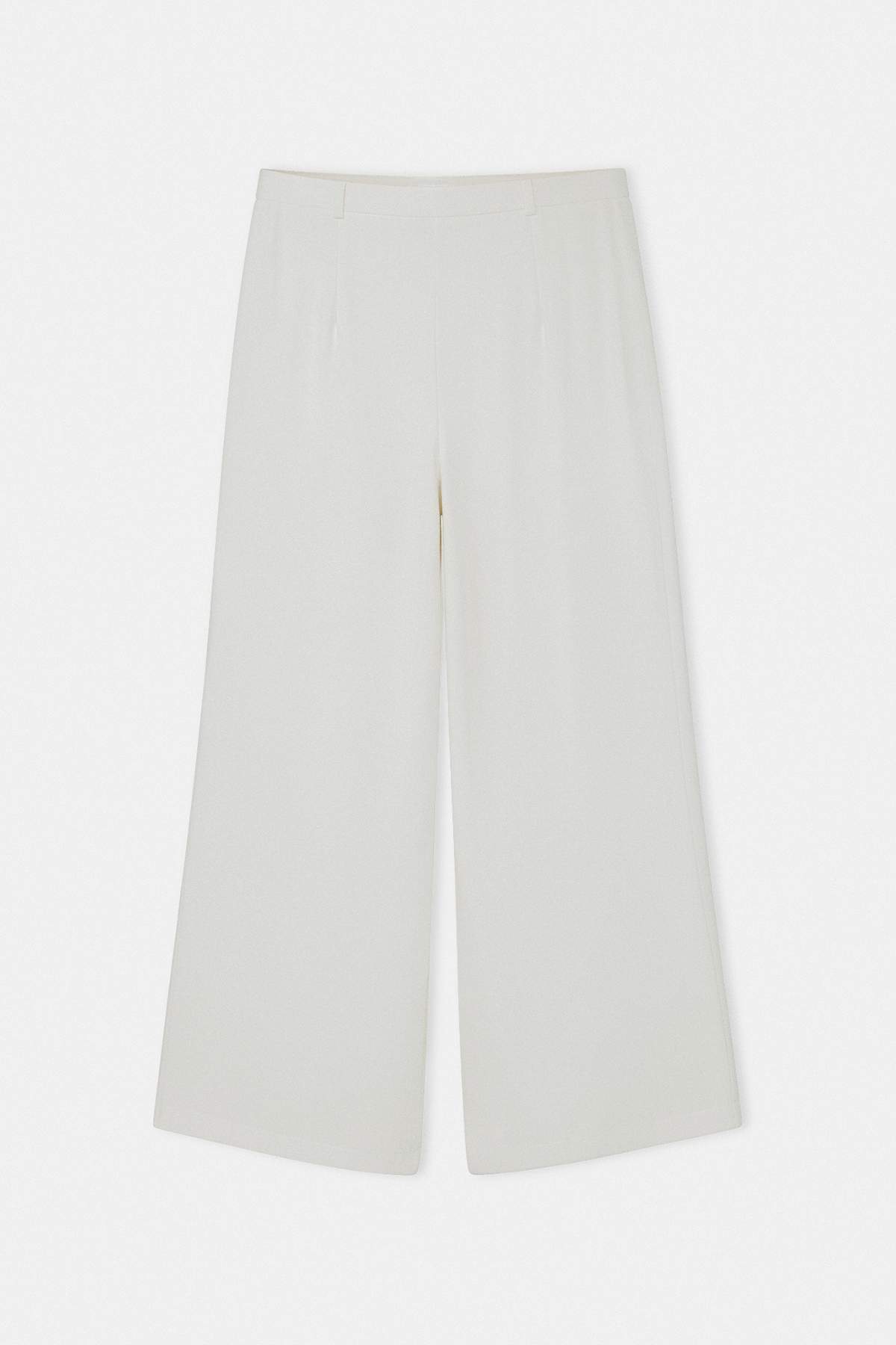 Trendyolmilla  Beyaz Kemerli Pilili Wide Leg/Extra Geniş Paça Dokuma Palazzo Pantolon TBBSS26AR00003 - Görsel 7