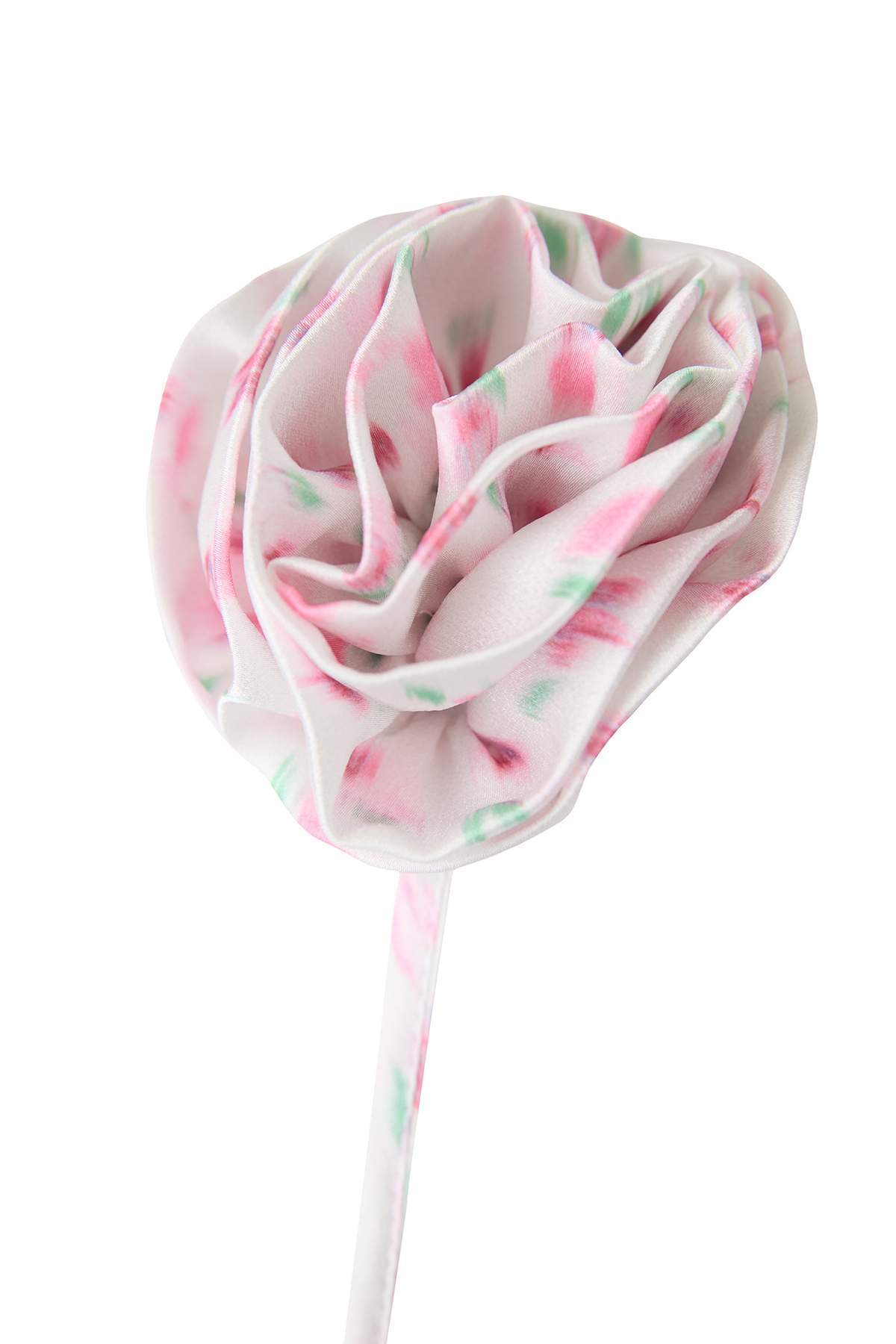 Trendyolmilla  Limited Edition Beyaz Çiçekli Kalp Yaka Çiçek Aksesuarlı Dokuma Saten Bluz TPRSS26BZ00066 - Görsel 2