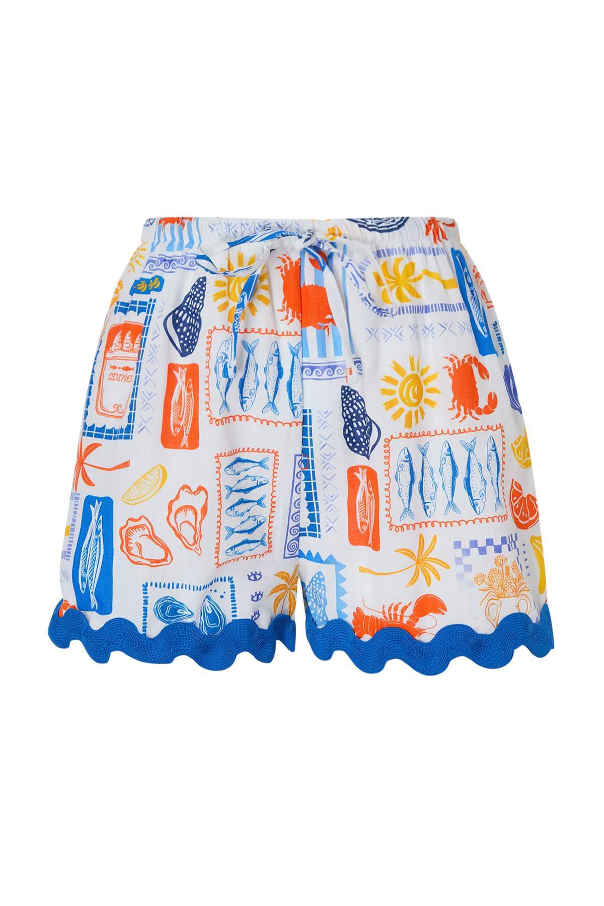 Trendyolmilla  Su Altı Mix Desen Dokuma Şeritli Plaj Gömlek-Şort Takım TBESS25AU00047 - Görsel 7