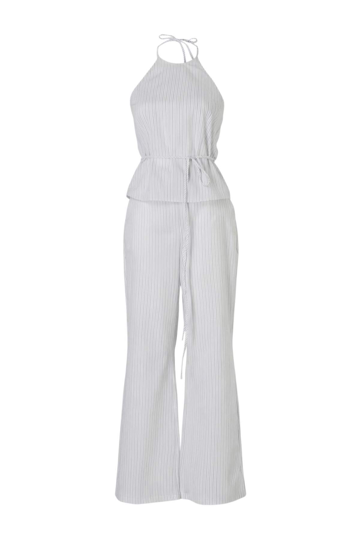 Trendyolmilla  Trendyol Studio Beyaz-Renkli Çizgili Papertouch Bluz Pantolon Dokuma Alt - Üst Takım TWOSS26AU00124 - Görsel 6