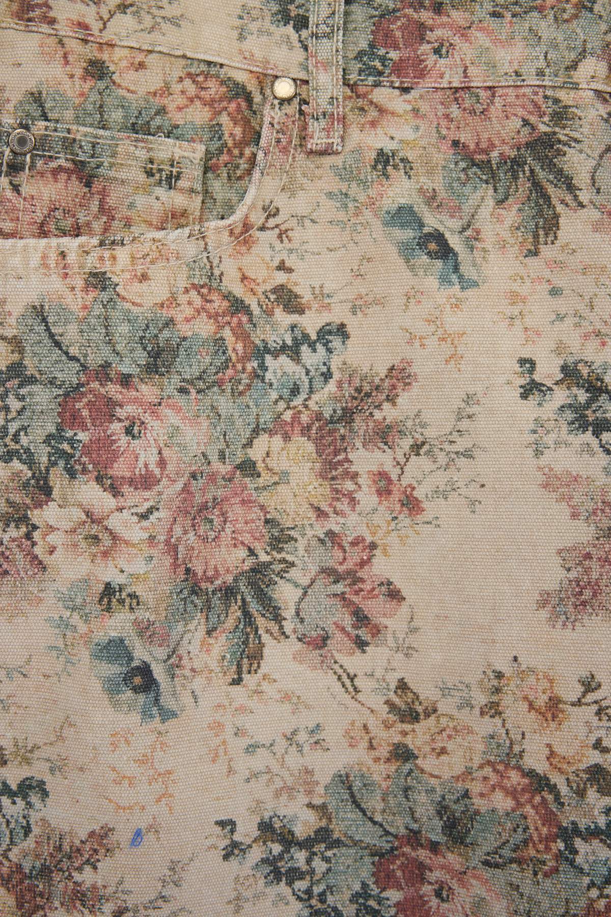 Trendyolmilla  Çok Renkli Lastikli Yüksek Bel Çiçek Desenli %100 Pamuk Non-Stretch Denim Etek TBBSS26AZ00035 - Görsel 5