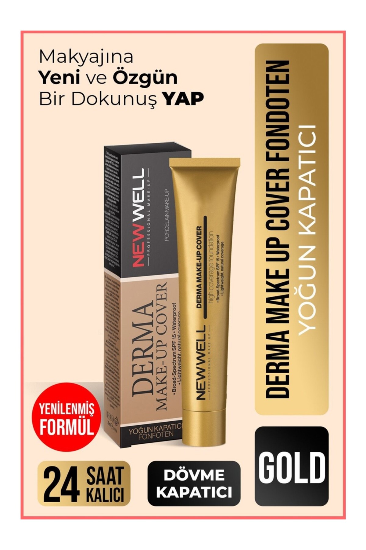 New Well Yoğun Kapatıcı Fondöten - Derma Make Up Cover 01 Gold 30 ml 8680923304816 - Fiyatı, Yorumları