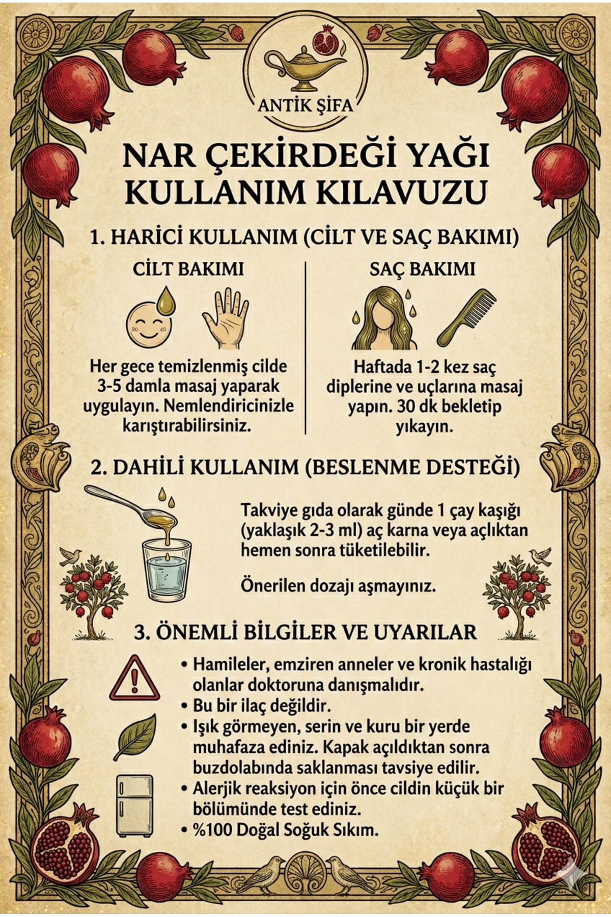 Nar Çekirdeği Yağı (20 ML) -%100 Seyreltilmemiş, Doğal Soğuk Sıkım Nar Yağı — narcekirdegi20ml — تصویر 5 از 9
