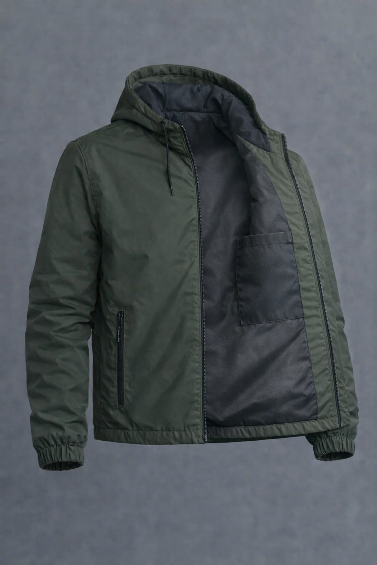 DAMGA JEANS  Erkek Basic Günlük Haki Yağmurluk & Rüzgarlık - Görsel 2