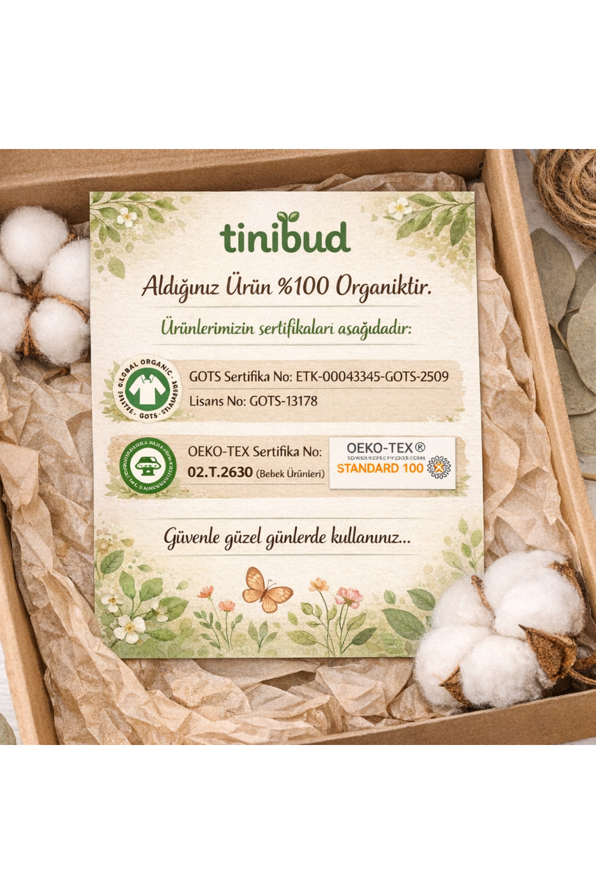 tinibud GOTS Sertifikalı Gül Kurusu %100 Organik Pamuk Müslin Yenidoğan Hastane Çıkışı Seti Şık Hediye Paket fotoğrafı 5 (önizleme)