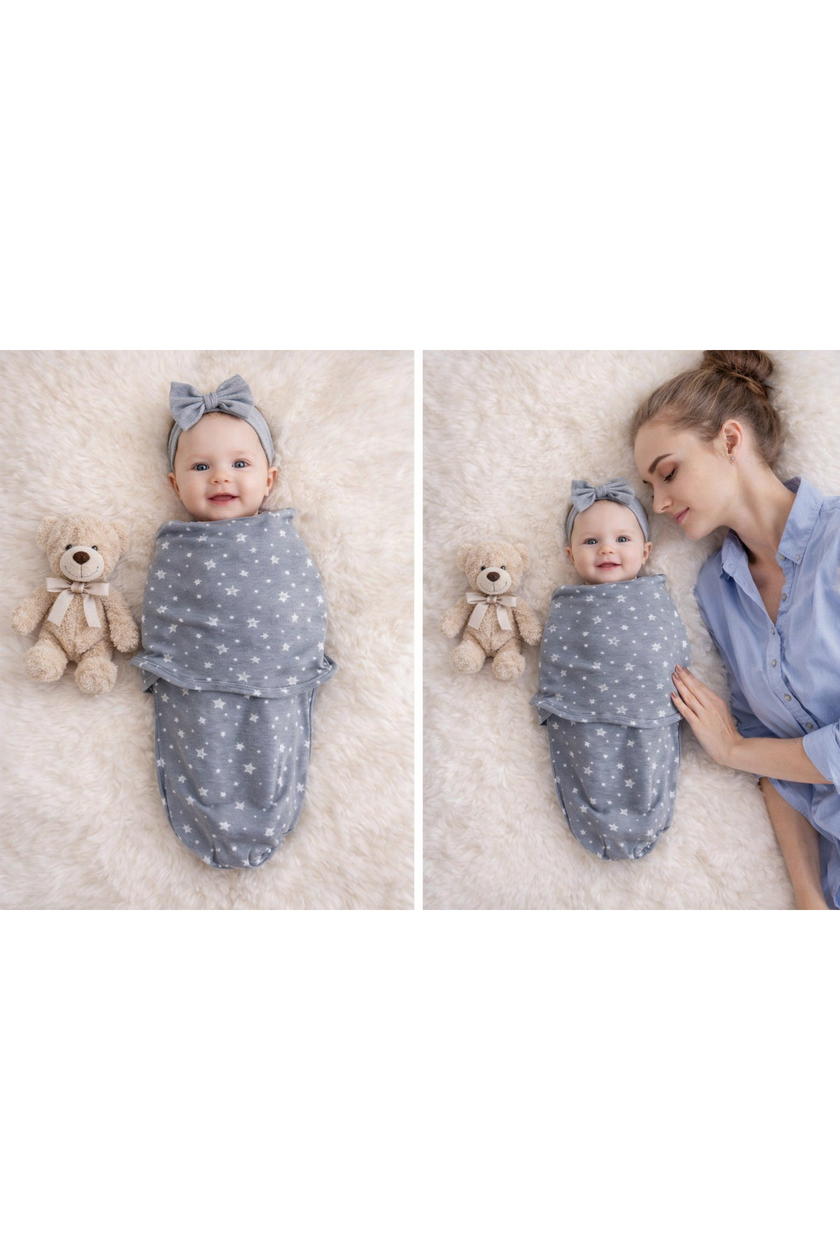 Mommyslab 0 - 4 Ay Yeni Sezon Renkli Desenli Cırtlı Pamuk Bebek Kundak %100 Pamuk (OEKO TEX VE CIT BELGELİ) fotoğrafı 7 (önizleme)