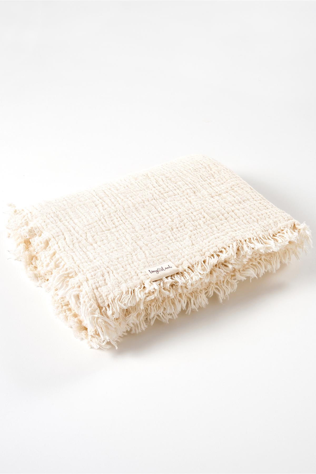 tinylamb Brighton Ekru Müslin 4 Katlı Müslin 100x110m %100 Pamuk Krem Renk Saçaklı Bebek Müslin Battaniye fotoğrafı 2 (önizleme)