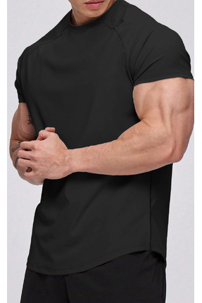 Ghassy Co Ghassy Co. Erkek Running Sports Reglan Oval Kesim Penye T-shirt