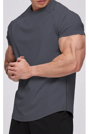 Ghassy Co Ghassy Co. Erkek Running Sports Reglan Oval Kesim Penye T-shirt
