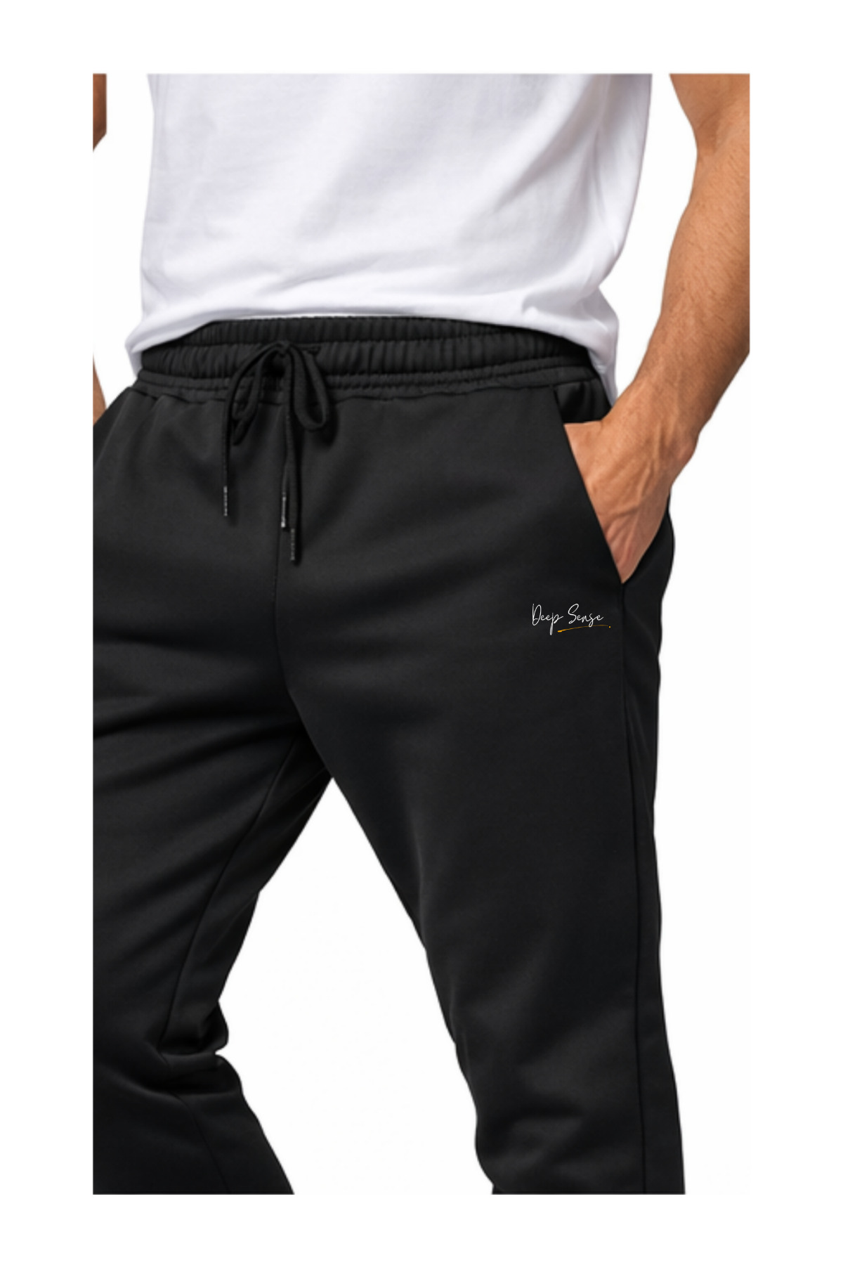 DEEPSENCE Erkek Siyah Scuba Kumaş Spor Eşofman Altı, Slim Fit Dalgıç Kumaş %95 Polyester %5 Elastan görsel 5