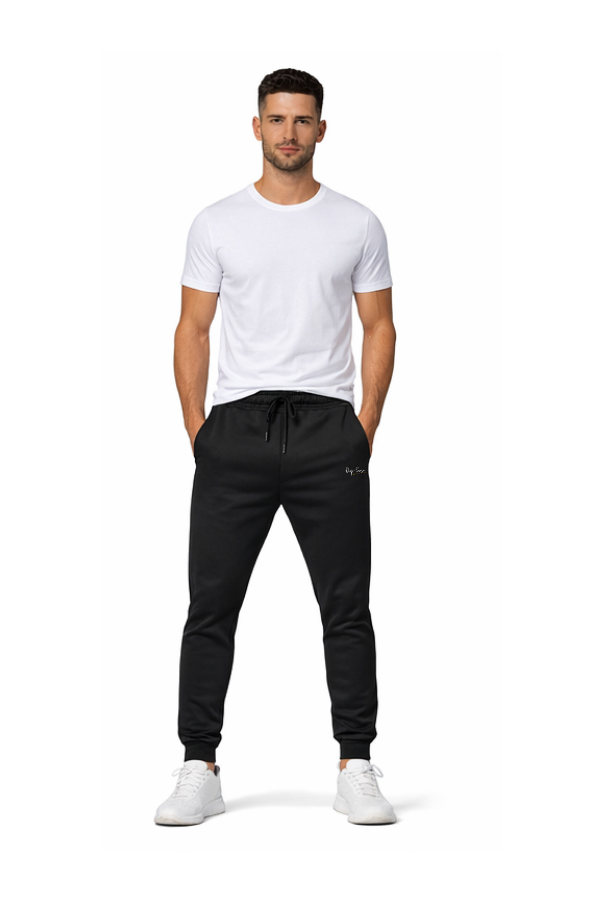 DEEPSENCE Erkek Siyah Scuba Kumaş Spor Eşofman Altı, Slim Fit Dalgıç Kumaş %95 Polyester %5 Elastan görsel 3