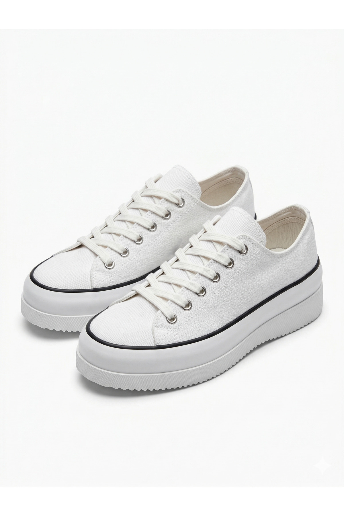 Casual Convers Style White Linen Sneaker