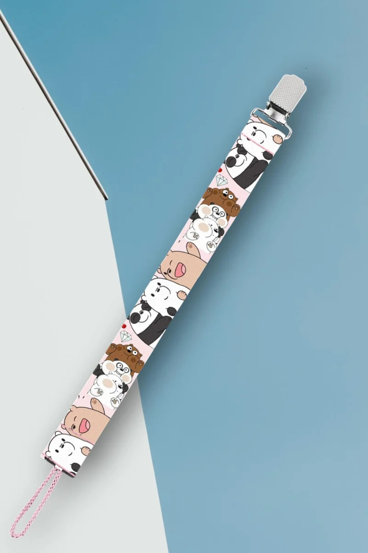 Apptakı Pembe Ayı Emzik Askısı ve Zinciri - Bebek Aksesuarı - EMZ0049 fotoğrafı 2 (önizleme)