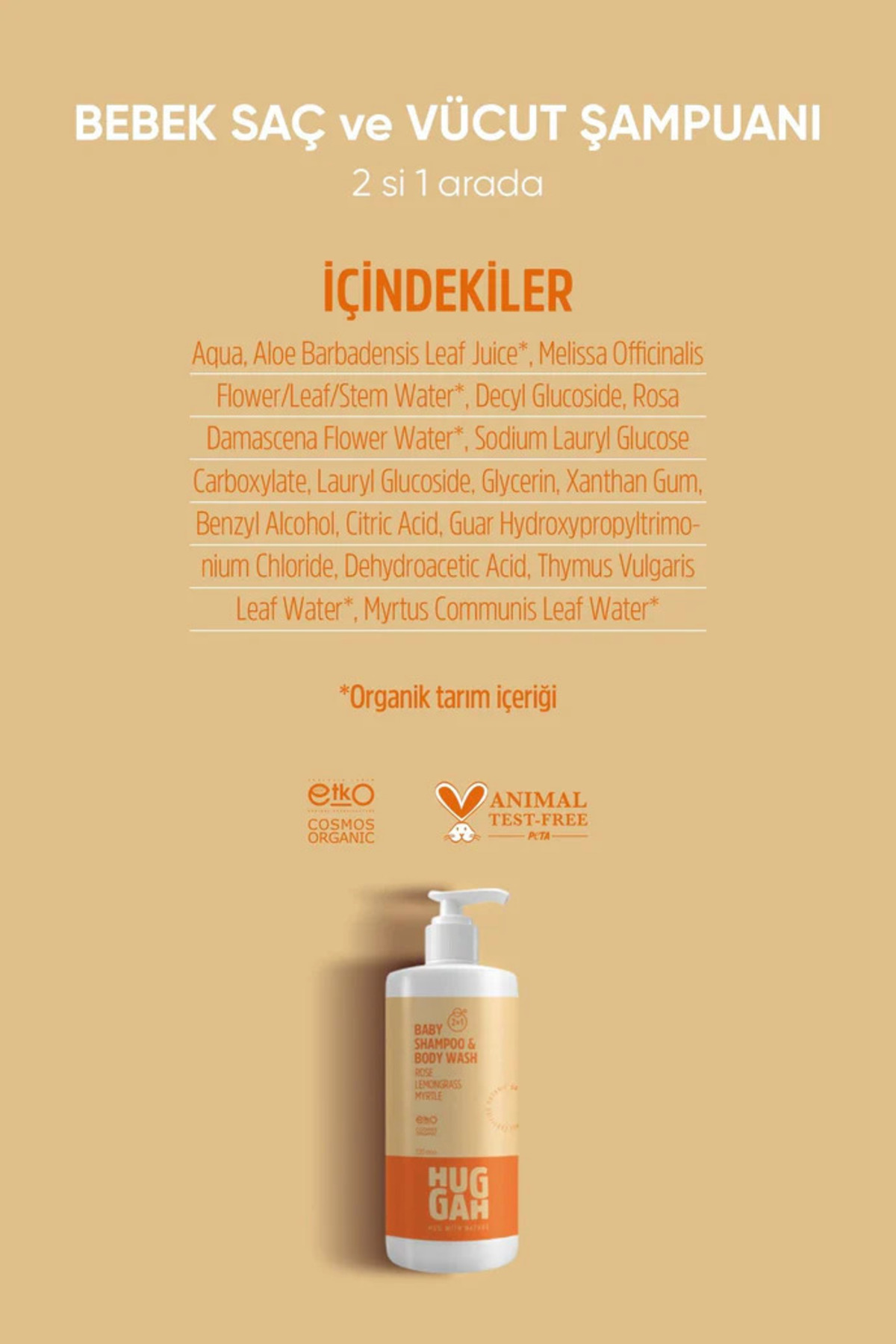 Huggah Organik Bebek Saç ve Vücut Şampuanı(2in1) 320ml–Hassas Cilt-Göz Yakmayan-Konak Karşıtı-Kolay Tarama fotoğrafı 3 (önizleme)