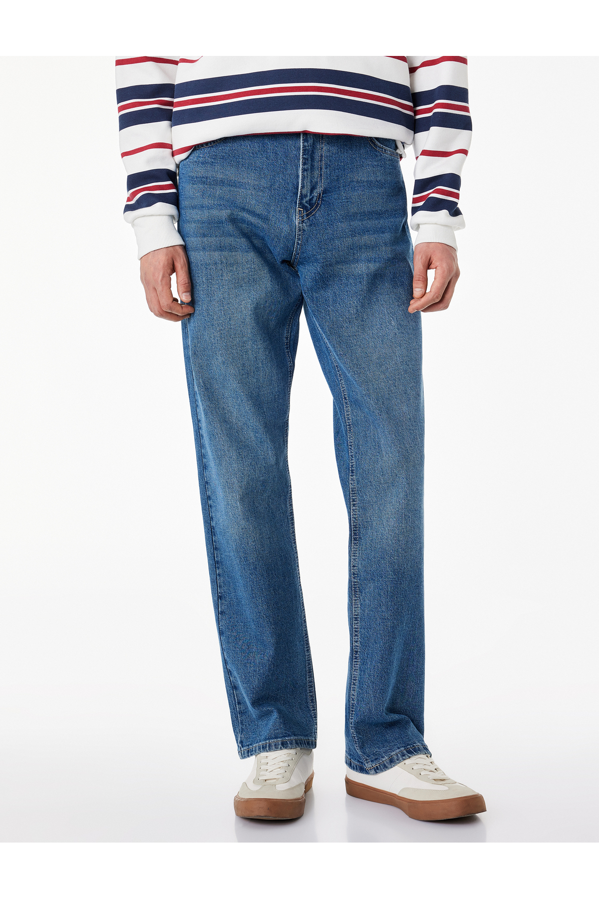 Koton Standart Bel Normal Bel Düz Paça Denim Pantolon - Mark Straight Jeans görsel 3