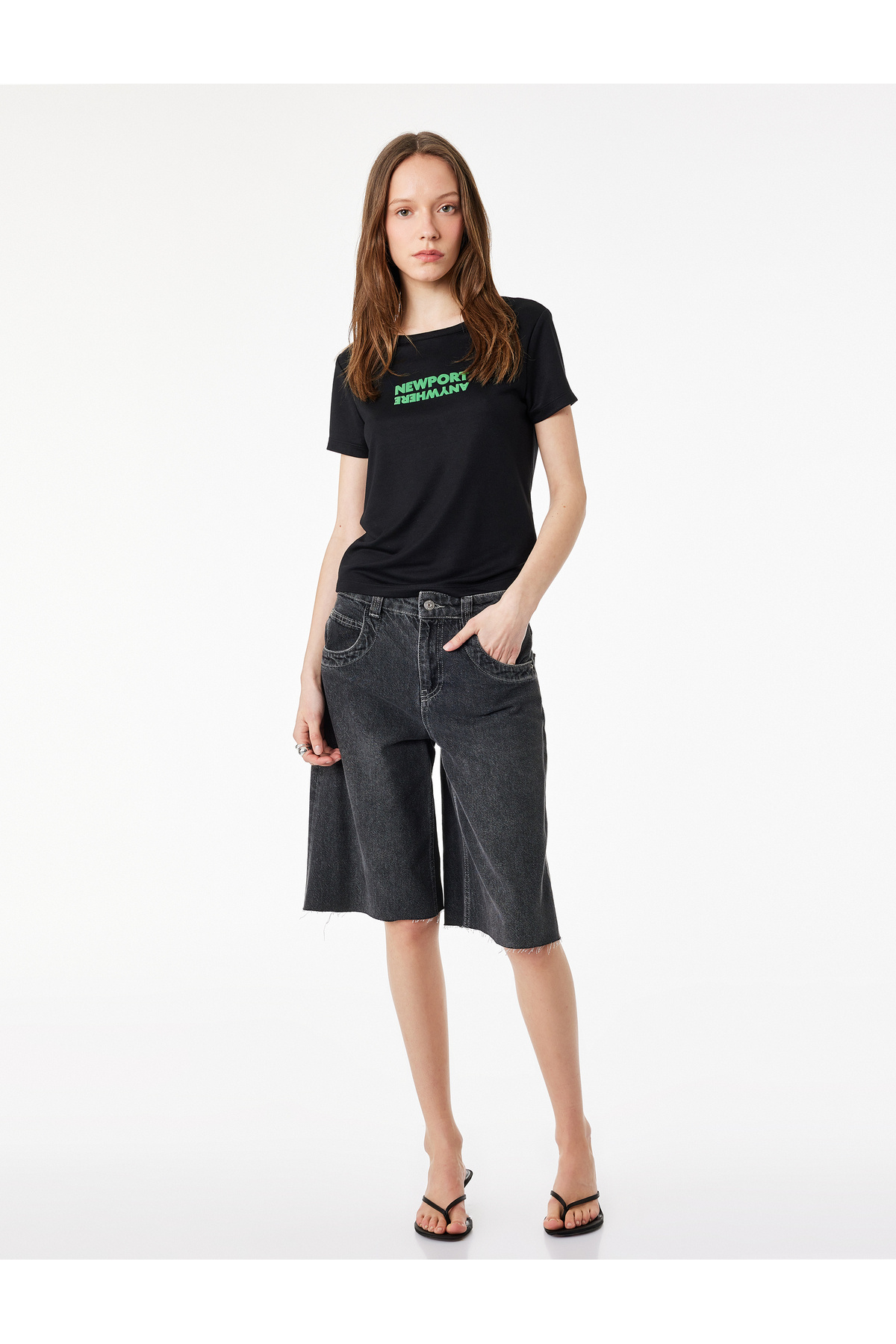 Koton Slim Fit Short Sleeve Crew Neck Modal Blend Printed T-Shirt