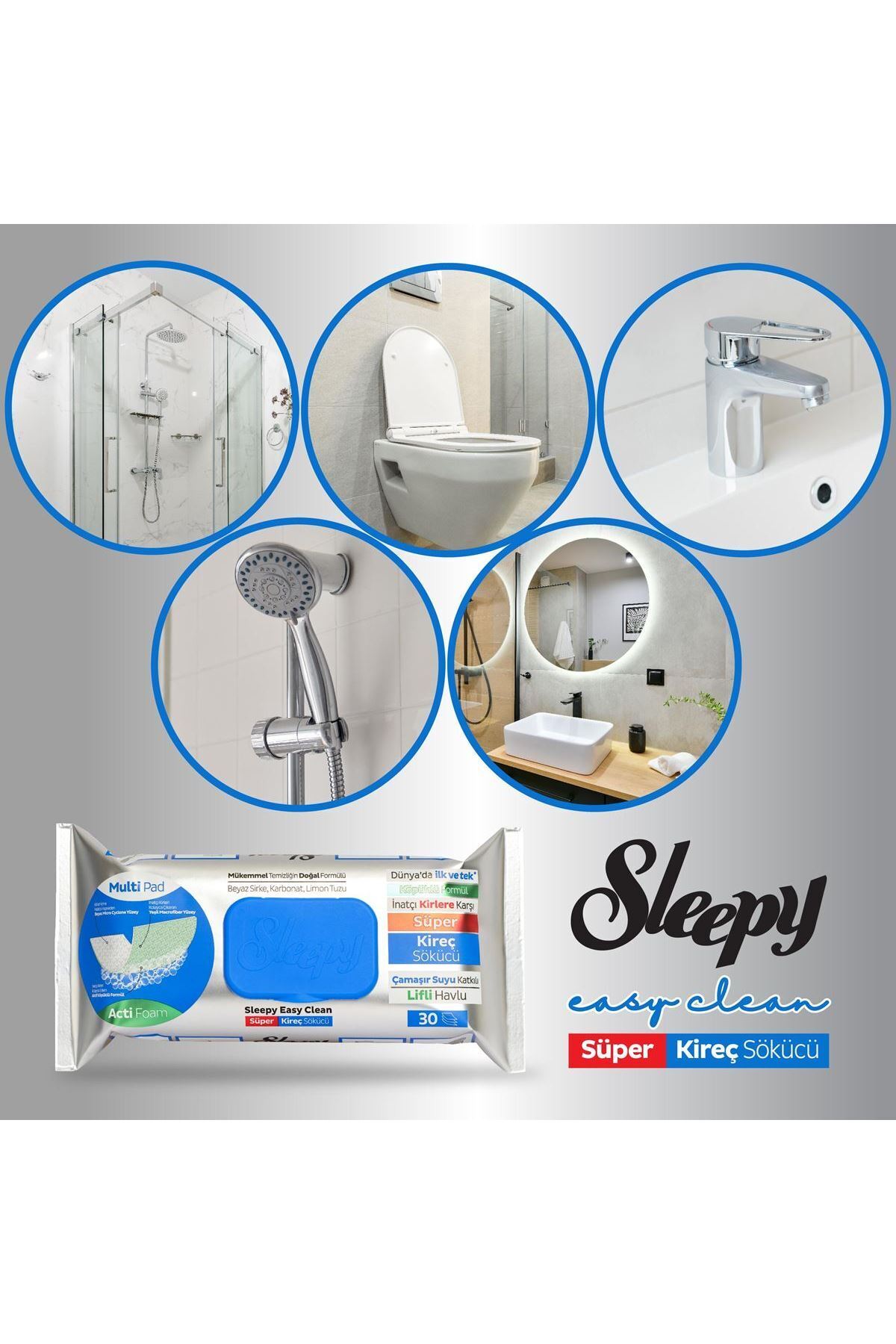 Sleepy Easy Clean Kireç Sökücü ve Yağ Çözücü Havlu 30'lu 2 Paket fotoğrafı 6 (önizleme)