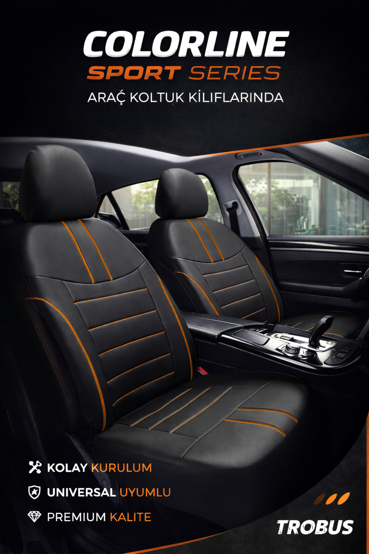 Jeep Renegade 2014–2024 Colorline Sport Serisi Deri Siyah Taba Koltuk Kılıfı — alternatif görsel