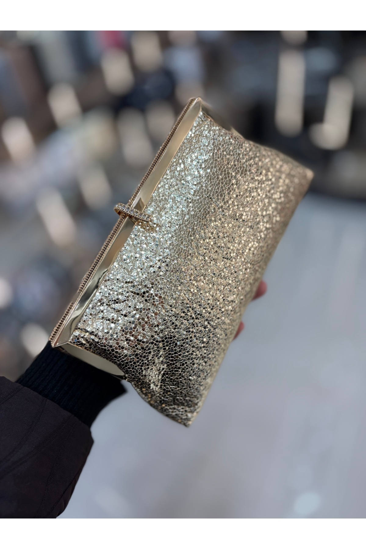 H&D COLLECTİON Kadın Venom Desen Taş Detaylı Cüzdan Clutch Model Portföy Özel Gün Ve Abiye Çanta görsel 4