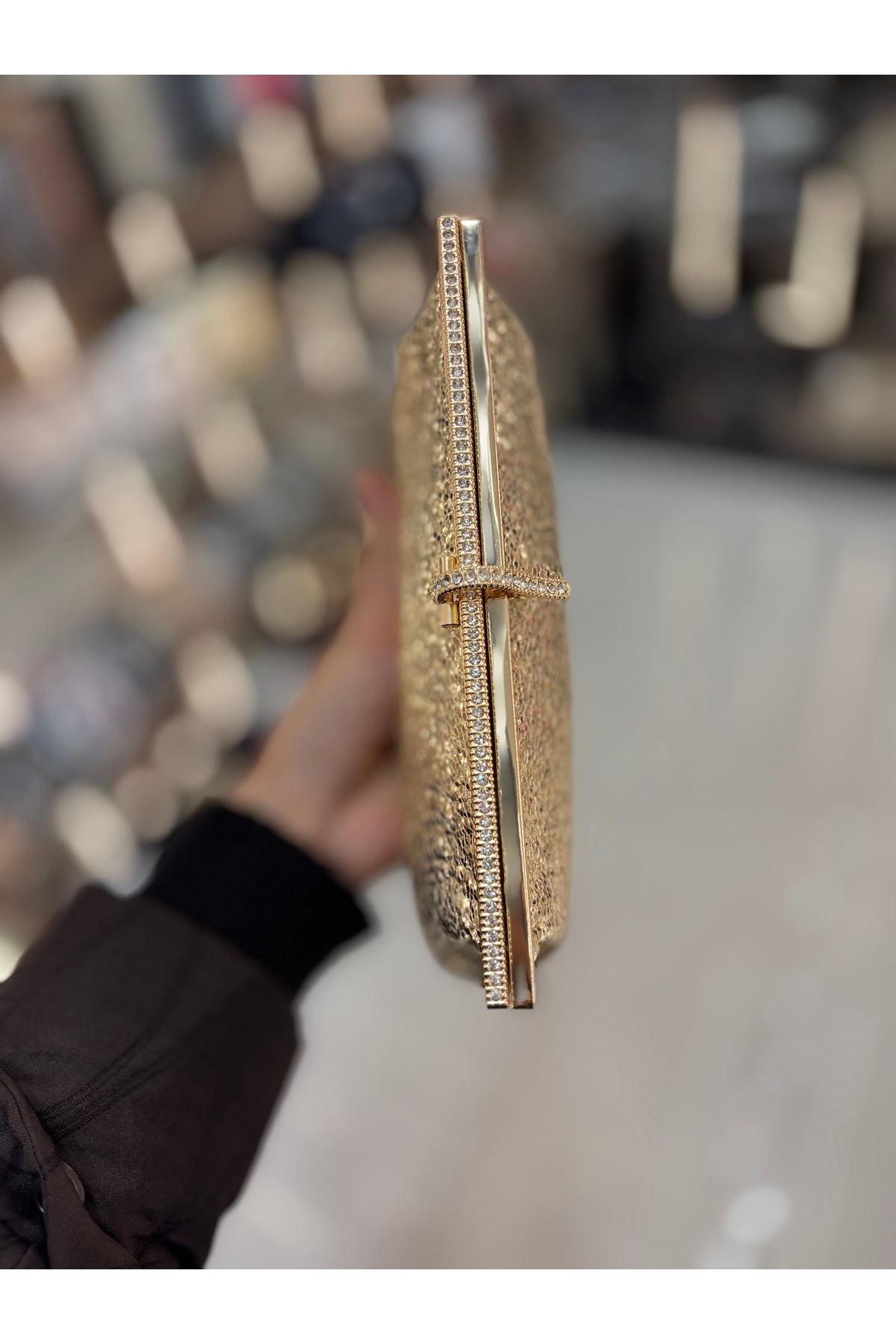H&D COLLECTİON Kadın Venom Desen Taş Detaylı Cüzdan Clutch Model Portföy Özel Gün Ve Abiye Çanta görsel 6